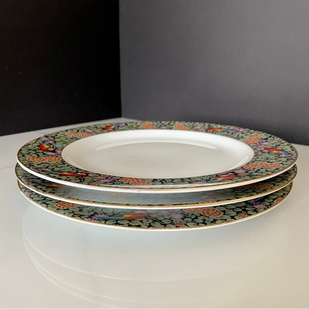 SET of 3 Parrot Bird Floral Dinner Plates - Rosenthal